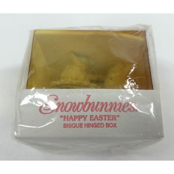 Dept 56 Snowbunnies Happy Easter Bisque Hinged Box Blue bird 26310 New in Box - Picture 2 of 4